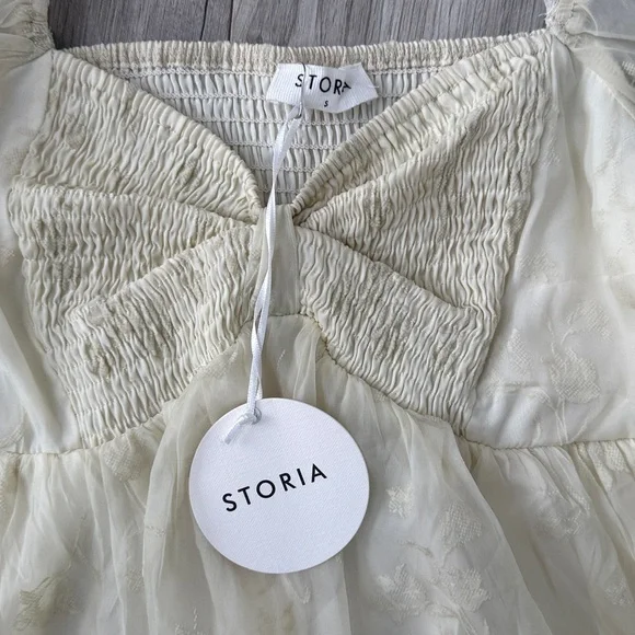 Anthropology Storia Babydoll Soft Yellow Floral Dress - Picture 6 of 8